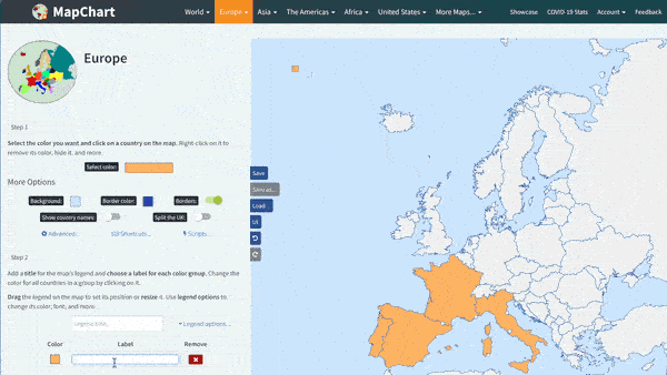 GIF showing how to save and load maps with My Maps