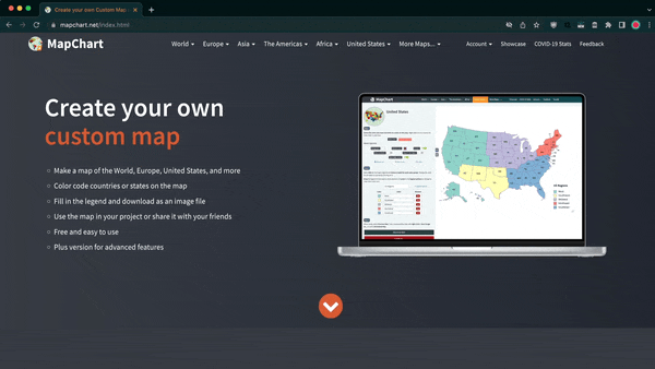 GIF showing how to use the Share button to create a shareable link for your saved map settings.